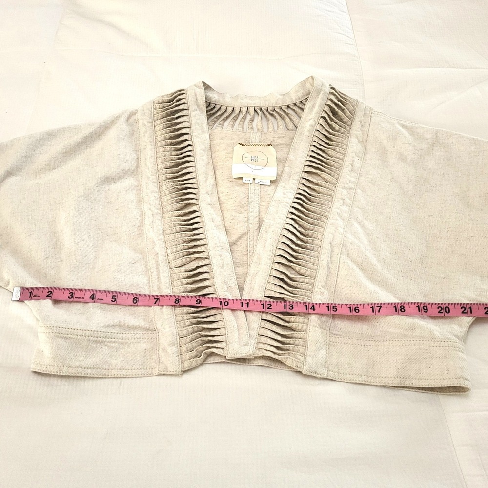 Anthropologie Hei Hei Cropped Ladder Cutout Ivory Oatmeal Open Jacket XS / S - Picture 7 of 8